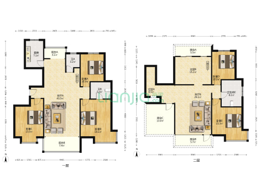 山水香堤百贵园 5室2厅3卫 263平方
