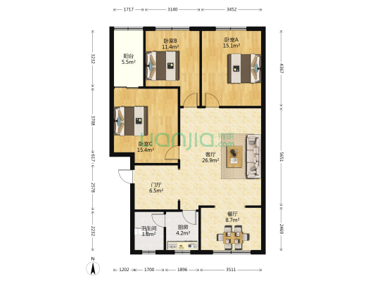 破塘路32号 3室2厅1卫 112平方