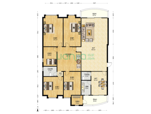 银桥花园 7室2厅2卫 279平方