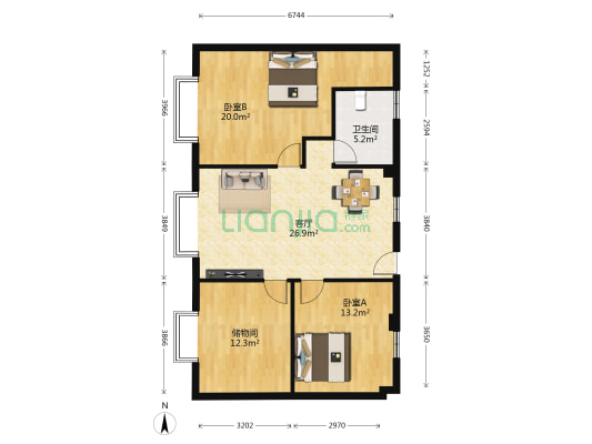 泓信楼 2室1厅1卫 107平方