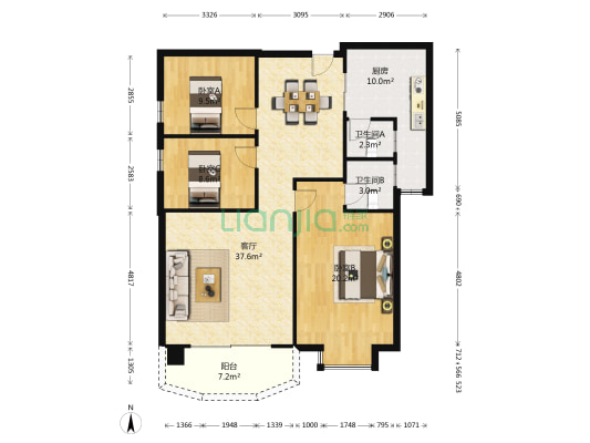 金耀园 3室1厅2卫 116平方