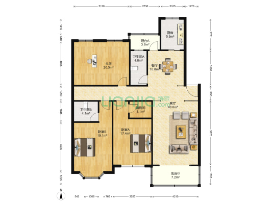 广济南苑 3室2厅2卫 166平方