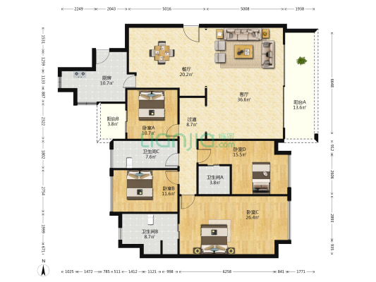 宸嘉100 4室2厅3卫 250平方