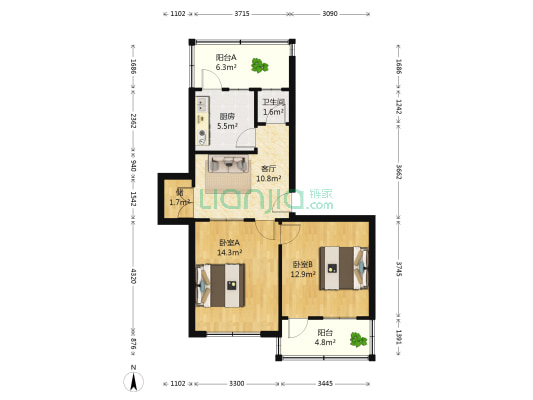 县前街9号 2室1厅1卫 67平方