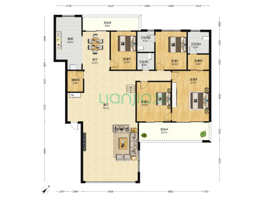 海湾豪苑 4室2厅3卫 247平方
