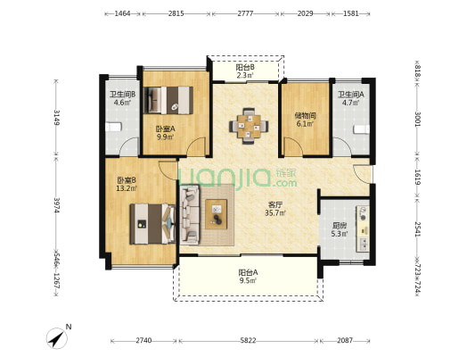 时代天韵（黄埔） 2室1厅2卫 110平方