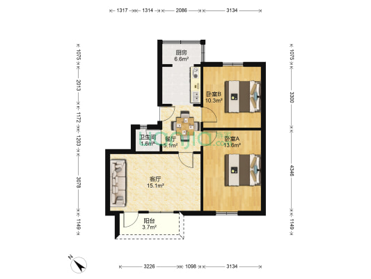 内姜街63号 2室2厅1卫 61平方