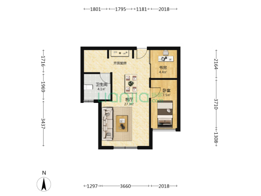 东华苑 2室1厅1卫 49平方