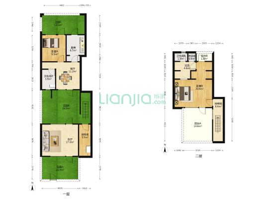 青城山房 2室2厅3卫 103平方