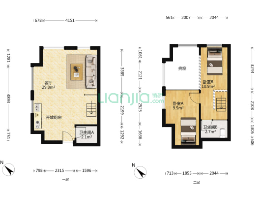 金茂湾三期 2室1厅2卫 50平方