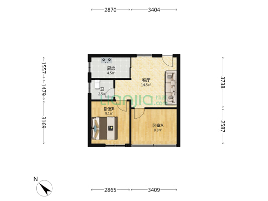 银星花园 2室1厅1卫 50平方