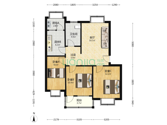 吉祥路43号 3室1厅1卫 84平方