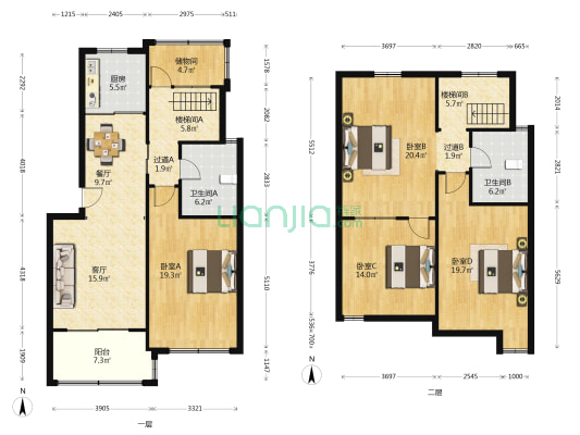 花园洲北区 4室2厅2卫 80平方