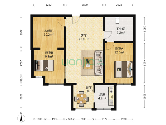 金科帕提欧 2室2厅1卫 86平方