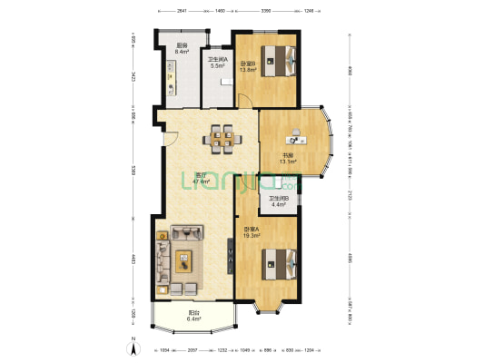 永德苑 3室1厅2卫 157平方