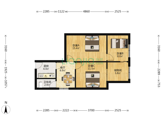 直箭道巷 3室1厅1卫 53平方