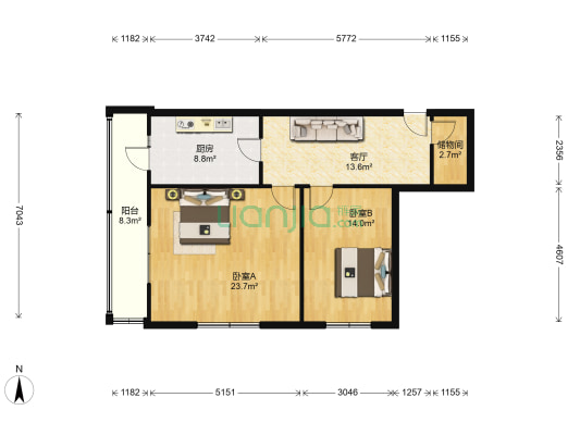 王子小区 2室1厅0卫 97平方