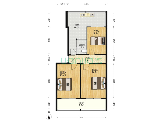 丹桂西街 3室0厅1卫 79平方