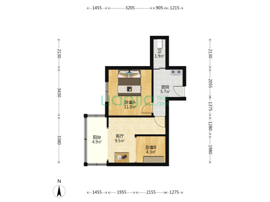 环城西路38号 2室1厅1卫 43平方