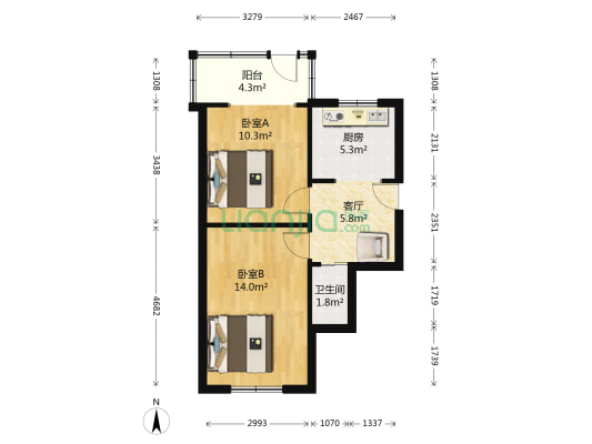 海岸路 2室1厅1卫 48平方