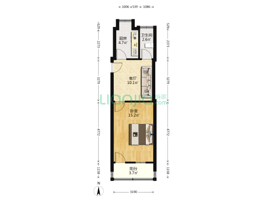 襄樊市五一棉纺厂一生活区 1室1厅1卫 43平方