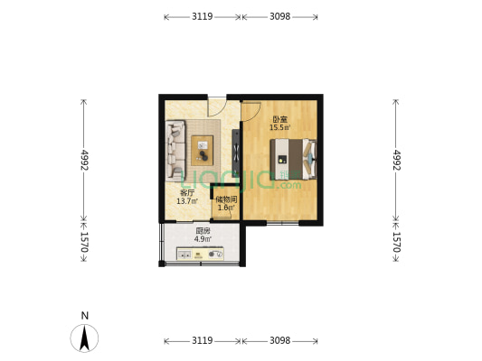三姓庄社区 1室1厅0卫 41平方