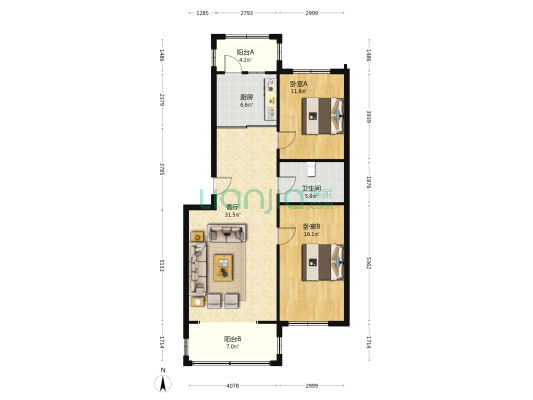 哈尔滨医科大学附属肿瘤医院家属院 2室1厅1卫 108平方
