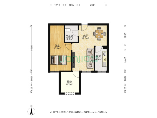 路劲阳光城一期 1室1厅1卫 65平方