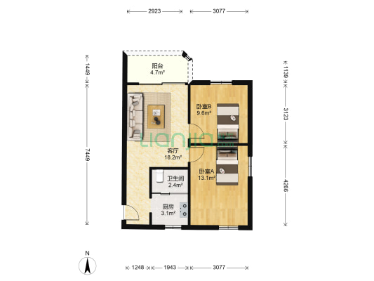榕苑 2室1厅1卫 61平方