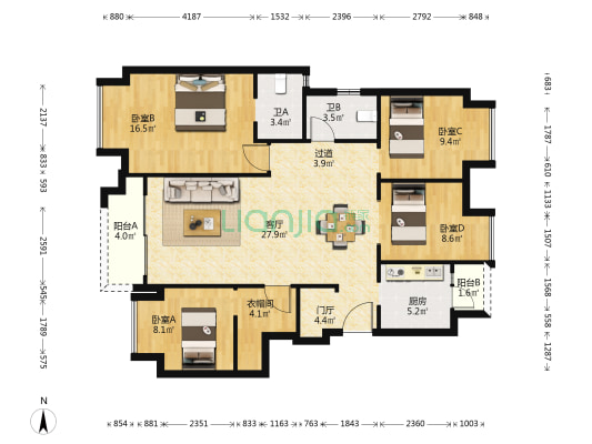 重庆映月台 4室1厅2卫 118平方