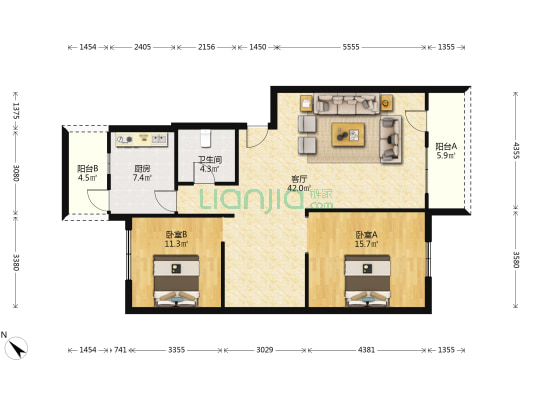 温泉东路 2室1厅1卫 100平方