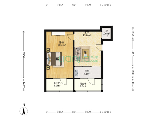 饮食公司家属院 1室1厅1卫 59平方