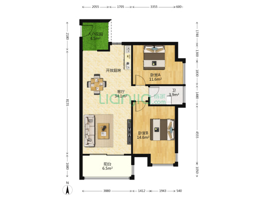 方正户型，交通便利，衣食住行都方便-户型图