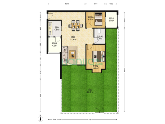 华轩居二期 2室1厅1卫 89平方