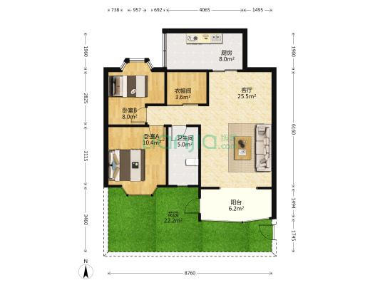佳美花园 2室1厅1卫 76平方