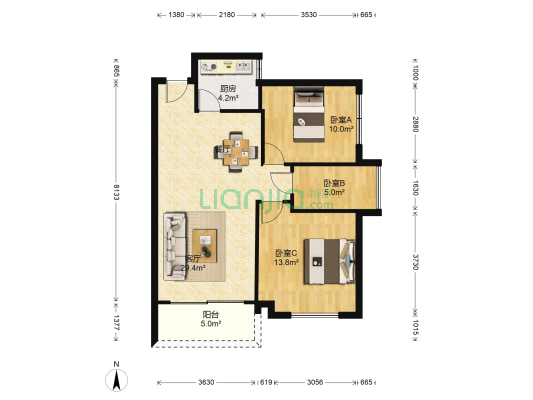 富都名苑 3室1厅0卫 83平方