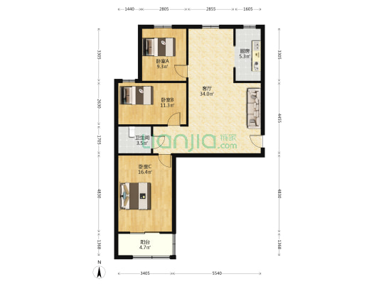 位于华阳路，交通方便 配套齐全  带装修-户型图