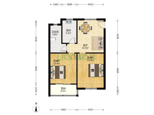 江桥三村九街坊 2室1厅1卫 74平方