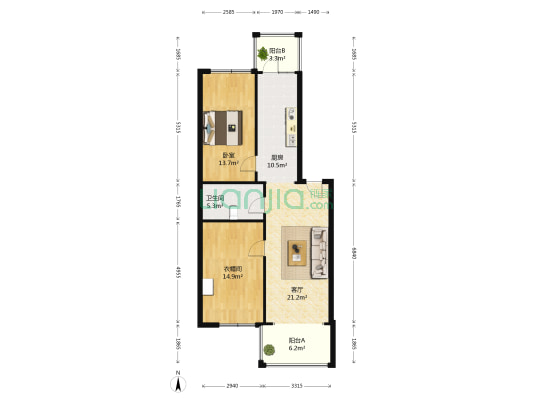 东铁花园 1室1厅1卫 93平方