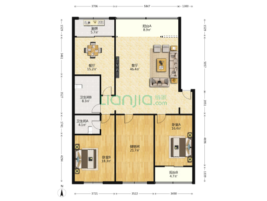 消防学校家属院 2室2厅2卫 158平方