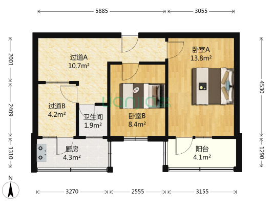 东缉虎营9号 2室0厅1卫 57平方