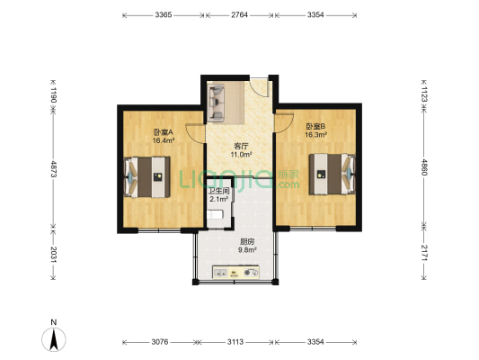 东风塑料厂宿舍 2室1厅1卫 60平方