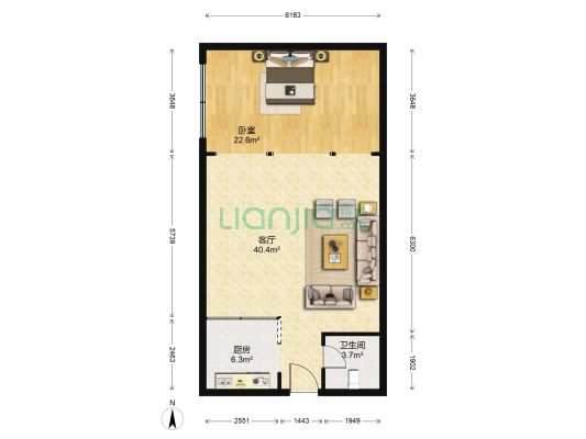 观前1号 1室1厅1卫 102平方