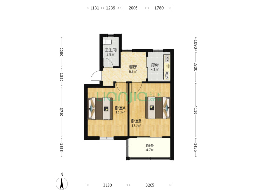 庙弄 2室1厅1卫 52平方