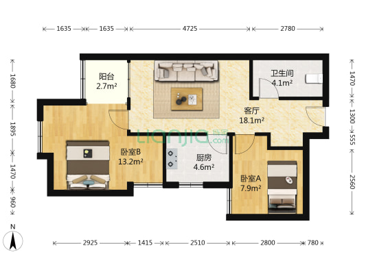 甸新佳园和平里 2室1厅1卫 72平方