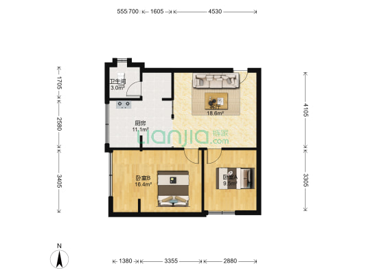 富丽苑 2室1厅1卫 66平方