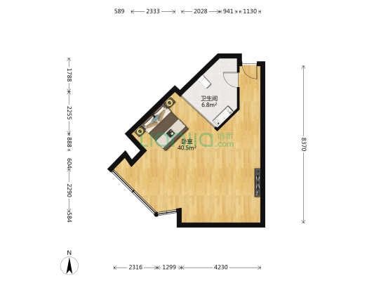 联强国际大厦 1室0厅1卫 82平方