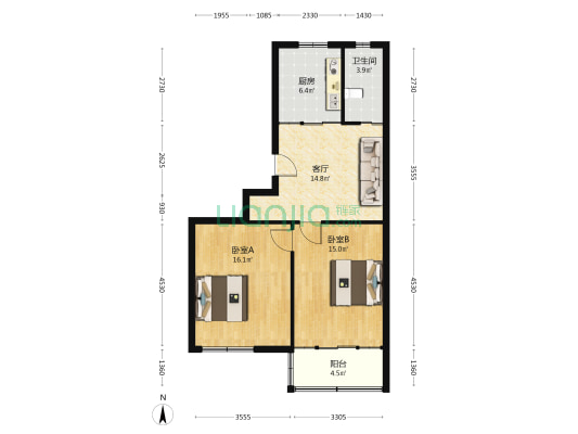 暨阳路199号 2室1厅1卫 75平方