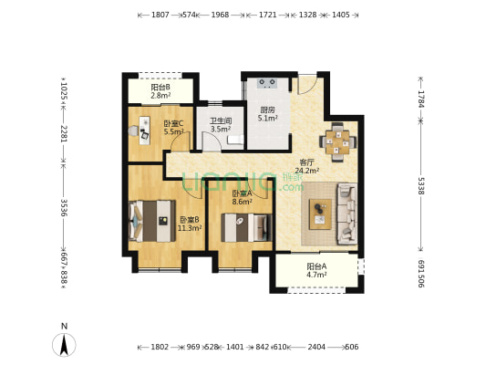 印象花园 3室1厅1卫 89平方