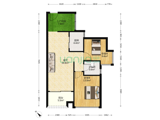 海悦湾二期 2室1厅1卫 79平方